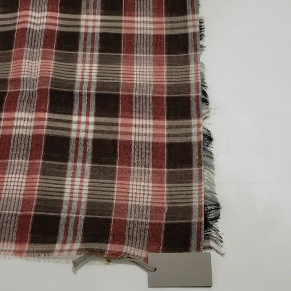 TOM FORD scarf Plaid red and brown cotton blend NWT
